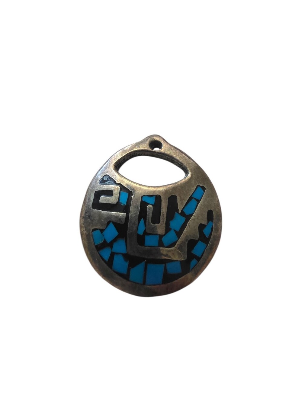 Vintage Taxco Mexico Sterling Silver Turquoise Pendant